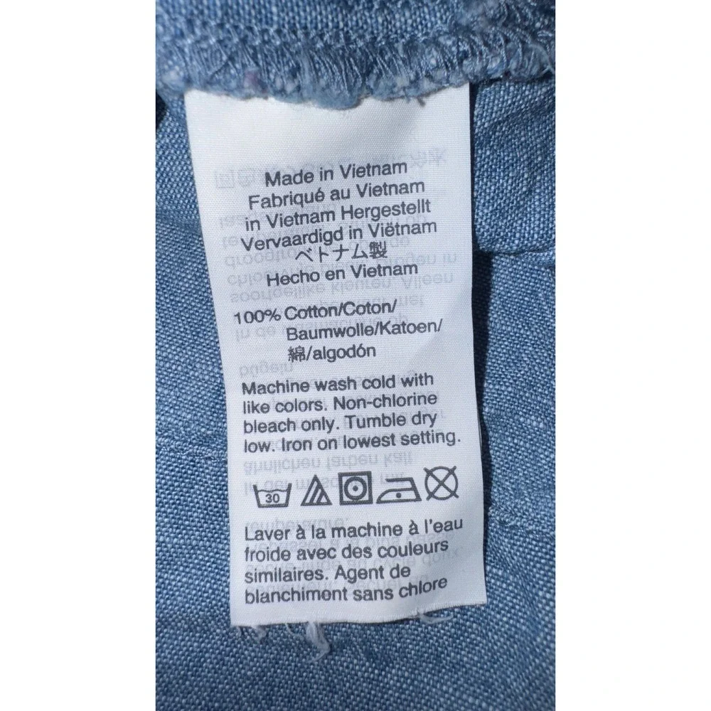 J.Crew Womens Blue 100% Cotton Chambray‎ Long Sleeve Pullover Top Size M